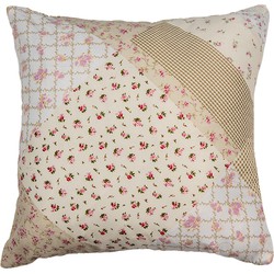 Clayre & Eef Kussenhoes 40x40 cm Groen Beige Polyester Bloemen Sierkussenhoes