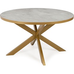 Stalux Ronde eettafel 'Daan' 120cm, kleur goud / beton