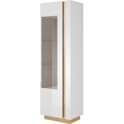 Meubella - Vitrinekast Ashley - Wit - Eiken - 60 cm