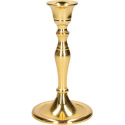 Luxe kaarsenhouder/kandelaar klassiek goud metaal 10 x 10 x 17 cm - kaars kandelaars