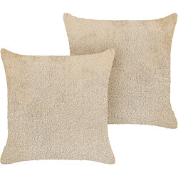 PILEA  - Sierkussen set van 2 - Beige - 45 x 45 cm - Polyester