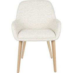Eetkamerstoel Wit - Pu-Leer & Hout - Zithoogte 48cm - Set van 2