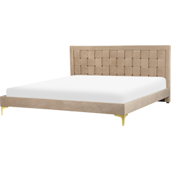 LIMOUX  - Tweepersoonsbed - Taupe - 180 x 200 cm - Fluweel