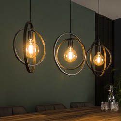 Hoyz - Hanglamp met 4 lampen - Koper kleurig - 150cm in hoogte verstelbaar  - Disk vorm Ø35 - Industriële Hanglamp voor woonkamer of eetkamer 