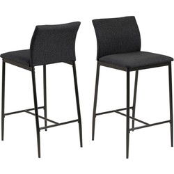 Barstoel Grijs Stof - Zithoogte 67cm - Grondal - Set van 2