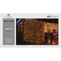 Boomverlichting lichtnet met timer warm wit 300 x 300 cm - kerstverlichting lichtnet