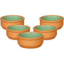 La Dehesa Tapas schaaltjes - 18x - mini - terracotta/groen - 8 x 4 cm - Snack en tapasschalen