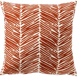 Dutch Decor DEAN - Buiten Kussenhoes 45x45 cm - waterafstotend en uv-bestendig - gestreept - Potters Clay - steenrood en wit - Dutch Decor