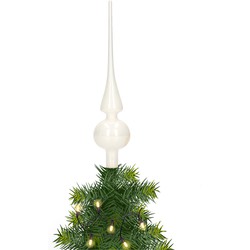 Glazen kerstboom piek/topper wit glans 26 cm - kerstboompieken