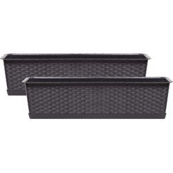 Prosperplast balkon Plantenbak - 2x - donkerbruin - 12L - 70 x17x15cm - Plantenbakken