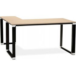 Groot hoekbureau 'XLINE' 200 in natuurlijke afwerking hout en zwarte structuur (hoek naar keuze) - 200 cm