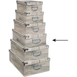 5Five Opbergdoos/box - Houtprint licht - L40 x B26.5 x H14 cm - Stevig karton - Treebox - Opbergbox