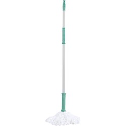 Urban Living Schoonmaak/dweil vloermop met telescoopsteel - uitschuifbaar 85 tot 125 cm - wit/groen - Vloermoppen