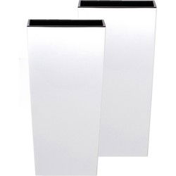 Prosperplast Bloempot Urbi - 2x - wit - kunststof - 19 x 19 x 37 cm - Plantenpotten