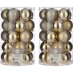 50x Kunststof kerstballen goud 8 cm - Kerstbal