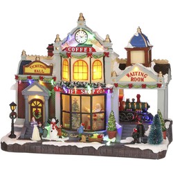 Luville Treinstation Kerstdorp - 41x18.5x34.5 cm - Polyresin