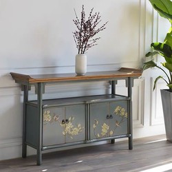 Fine Asianliving Chinese Dressoir Handbeschilderd Blauw Tibetan