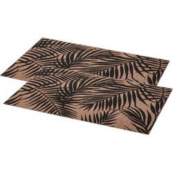 Secret de Gourmet tafel placemats Palm Tree - 10x - zwart/bruin - Placemats