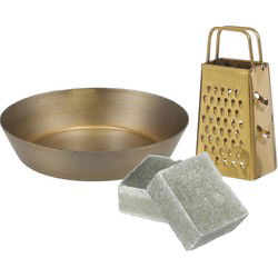 Amberblokjes/geurblokjes cadeauset - jasmijn geur - inclusief schaaltje en mini rasp - Amberblokjes