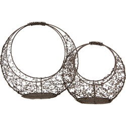 Clayre & Eef Opbergmand Set van 2 30x10x28 / 22x8x20 cm Bruin Metaal
