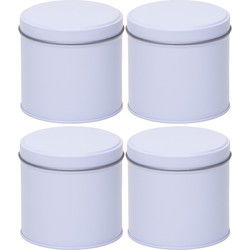 Wit rond opbergblik/bewaarblik - 4x - 10 cm - voorraadblikken - Voorraadblikken