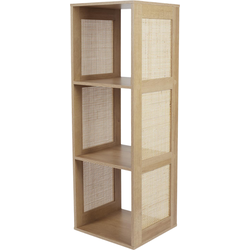 MISOU Bali Wandkast - Open - Vakkenkast - met 3 Vakken - Kast - Rotan - Hout - Opbergkast - Speelgoedkast - Boekenkast