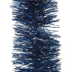 3x Kerst lametta guirlandes donkerblauw 10 cm breed x 270 cm kerstboom versiering/decoratie - Kerstslingers