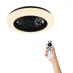 Plafondventilator Jasmine met verlichting - Ø50cm - 3 snelheden - Afstandsbediening - Zwart