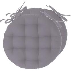 Atmosphera Stoelkussens rond - 2x - grijs - katoen - 38 x 6.5 cm - wicker zitkussen - tuinstoelkussens