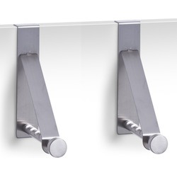 2x Zilveren deurkapstokken voor 5 hangers 15 cm - Kapstokken