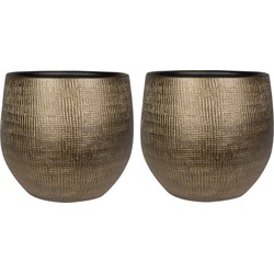 Steege Plantenpot - 2x - modern design - goudkleurig - 32 x 36 cm - Plantenpotten