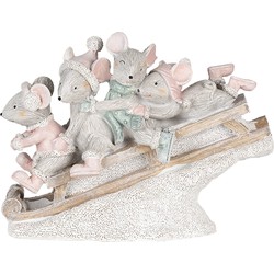 Clayre & Eef Beeld Muis 15x5x11 cm Grijs Polyresin Muis