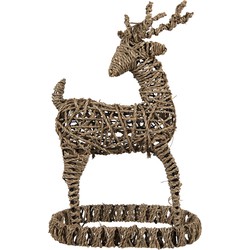 Clayre & Eef Beeld Hert 30x20x49 cm Bruin Rotan Kerstdecoratie