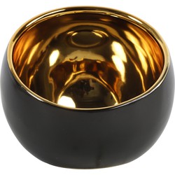 Countryfield Luxe theelichthouder - Veneta - zwart/goud - D15 x H13.5 cm - Waxinelichtjeshouders