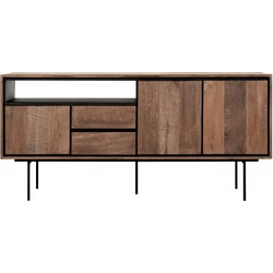 DTP Home Dresser Metropole low, 3 doors, 2 drawers, open rack,75x160x45 cm, recycled teakwood