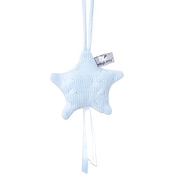 Baby's Only Gebreide decoratie hanger ster Cable - Decoratieve accessoires - Baby Blauw - Met ophanglusje