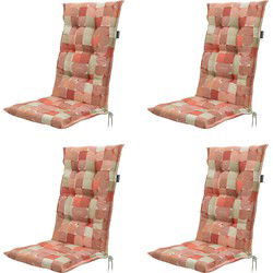 Madison -  Tuinstoelkussen Hoge Rug Jacky terra - Ca. 123x50 cm - Set van 4