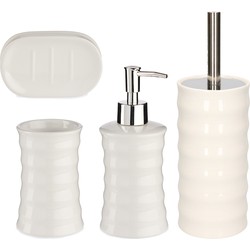 Badkamer accessoires set 4-delig creme wit van keramiek - Badkameraccessoireset