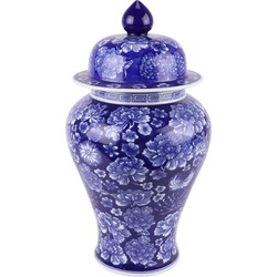 Fine Asianliving Chinese Gemberpot Porselein Navy Blauw Pioenen