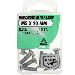 Inb.bout verz.kop m5x20mm rvs 10st