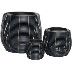 Pot polyrattan d28 h26 cm grijs