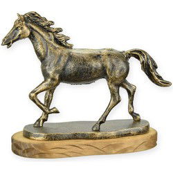 A CAST IRON FIGURINE OF A HORSE