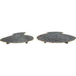 Clayre & Eef Serveerschalen Set van 2 Schelp Grijs IJzer