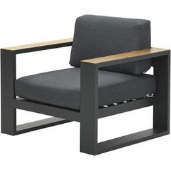 Cube lounge fauteuil - carbon black - reflex black - teak look