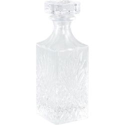 PTMD Vierkante Whisky Fles - 9 x 9 x 27cm - Kristal glas - Transparant