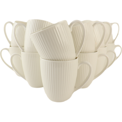 OTIX Koffiekopjes - set van 12 - met Oor - Koffietassen - 300ml - Wit - Porselein - LUNA