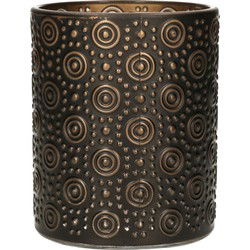 Countryfield theelichthouder/kaarsenhouder - zwart/brons - H12 cm - Waxinelichtjeshouders