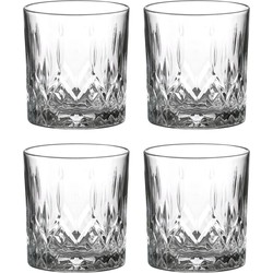 LAV whisky/drinkglazen Odin - gedecoreerd glas - 4x stuks - 330 ml - Drinkglazen