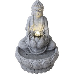 Fine Asianliving Zandsteen Boeddha op Lotus Fontein 21.5x22x31.2cm