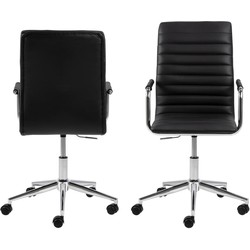 Bureaustoel - Zwart Leer - Draaibaar - 58x51x103cm - Wistra